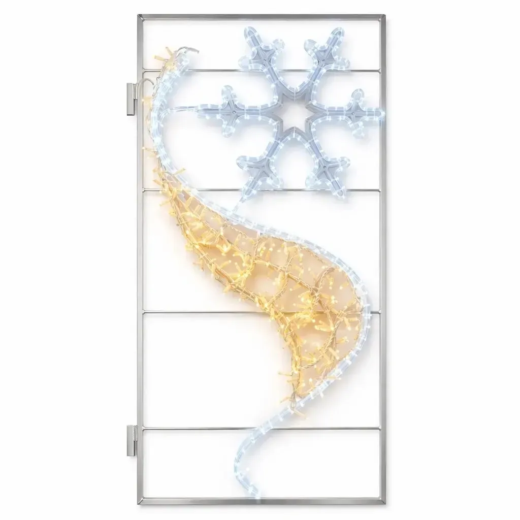 Easy Fix 2D LED baner świetlny płatek śniegu, 70 × 135 cm, lodowaty i ciepły biały, dekoracja do oświetlenia publicznego, aluminium