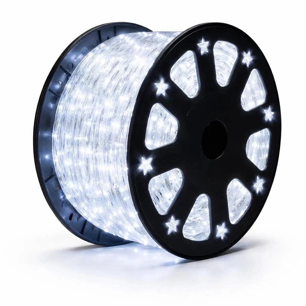 PRODUKCJA_Easy Fix – zewnętrzna taśma świetlna LED, 100 m, lodowobiała z efektem FLASH, 3000 diod, IP44, szpula – zmień cenę