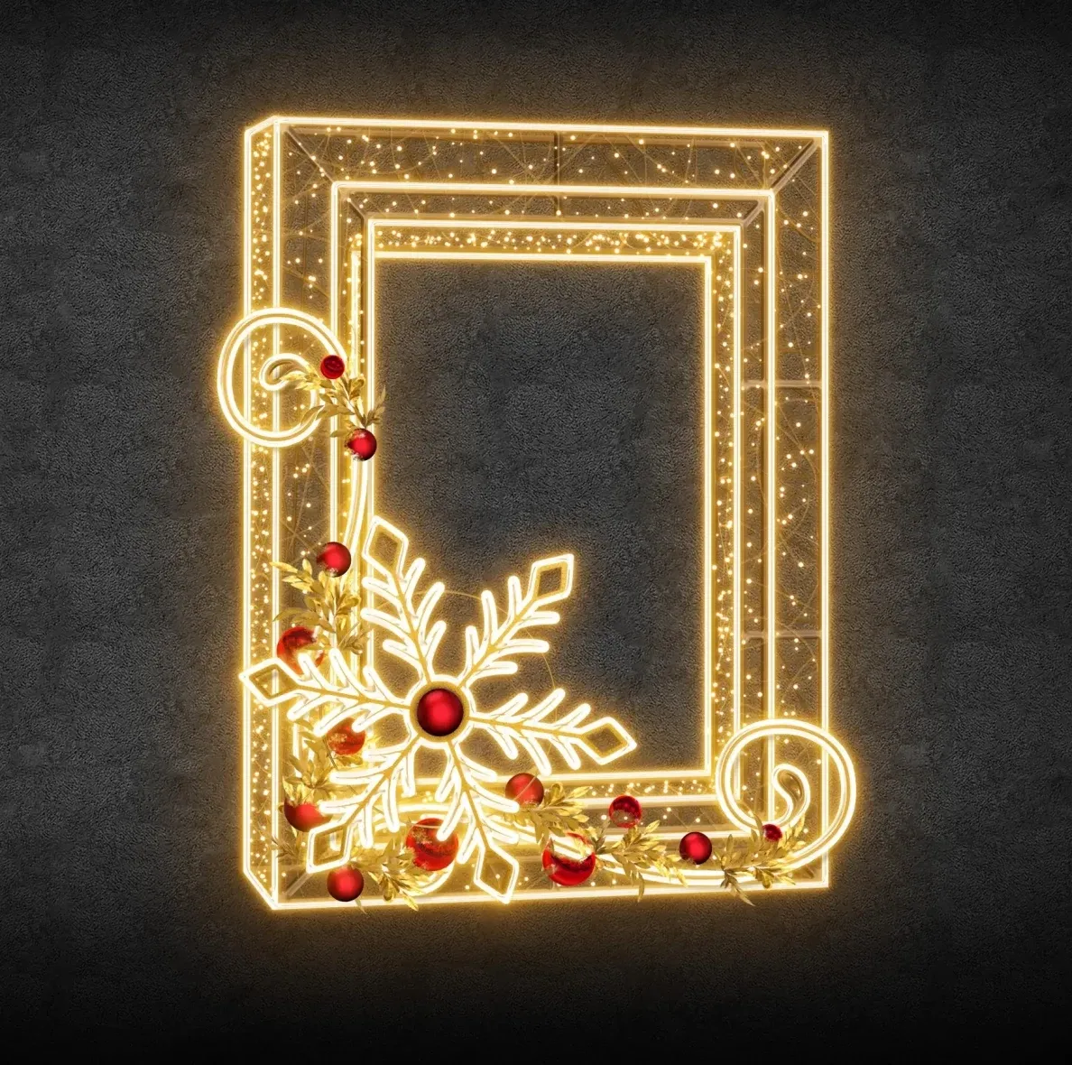Ramka oświetleniowa Eco Fix 3D LED, 230 × 170 × 20 cm, ciepła biel, aluminium