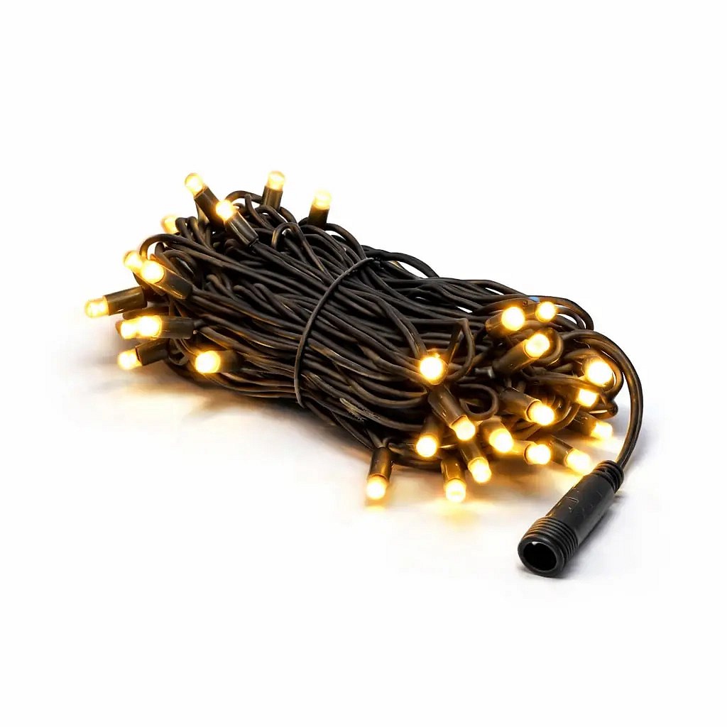 Łańcuch świetlny Easy Fix LED, 10 m, do użytku na zewnątrz, ciepła biel z trybem FLASH, 100 diod LED, czarny kabel, IP67, wraz z zasilaczem