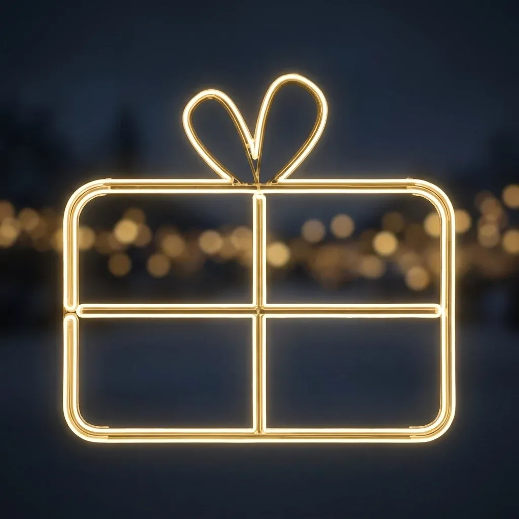 Prezent świetlny Easy Fix 2D LED z kokardą, 80 × 80 × 50 cm, ciepły biały, stojący, druk 3D, aluminium