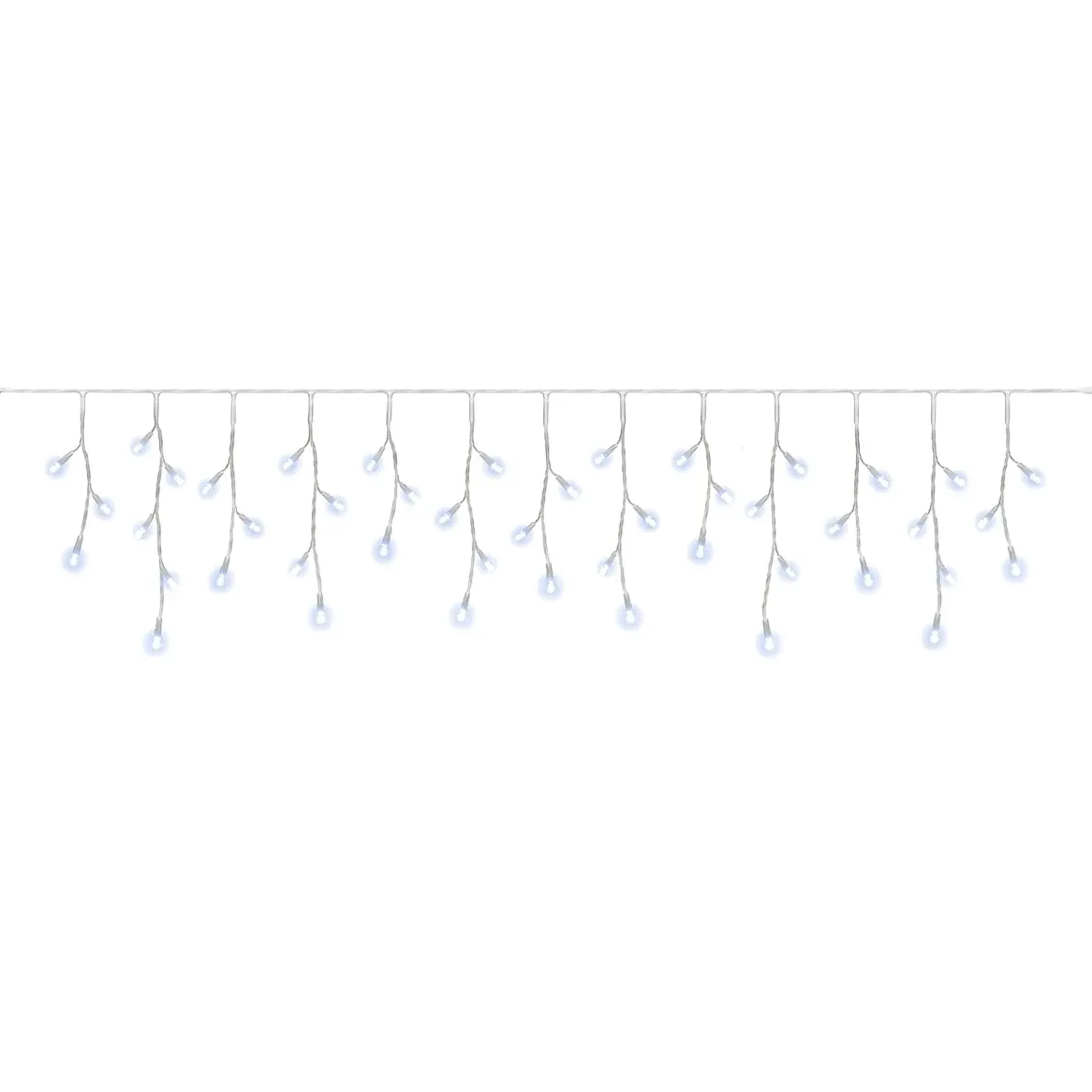 Easy Fix – zewnętrzne lampki LED w kształcie sopli, 300 × 50 cm, kolor lodowobiały, 114 diod, biały kabel, IP67, przedłużacz