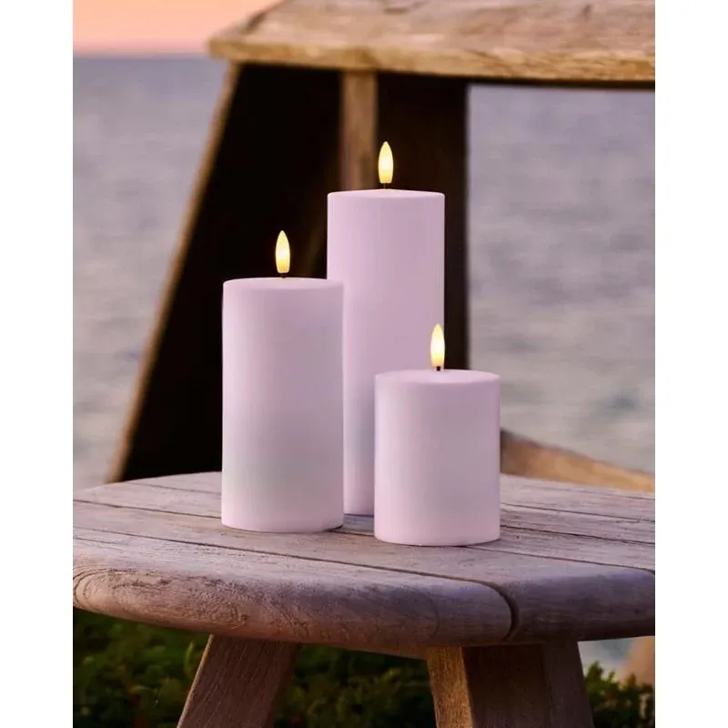 Zewnętrzna świeca LED Sille, zestaw 3 sztuk, białe, 10/15/20 cm