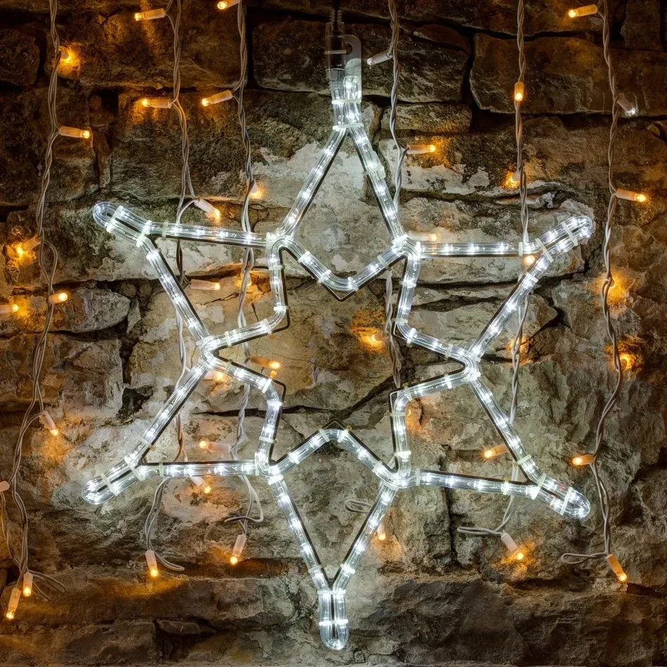 Motyw świetlny Easy Fix 2D LED - gwiazda, Ø 60 cm, lodowata biel, wisząca, aluminium