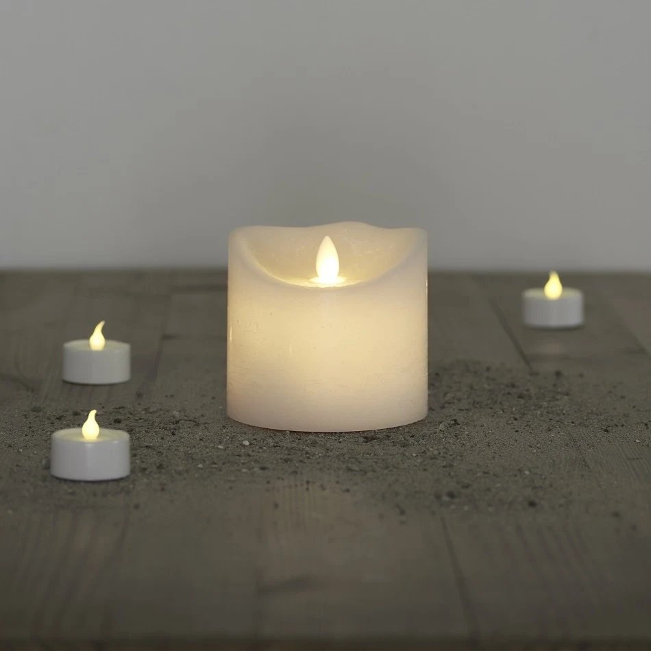 Świeca LED z woskiem, 10,5 cm, biała
