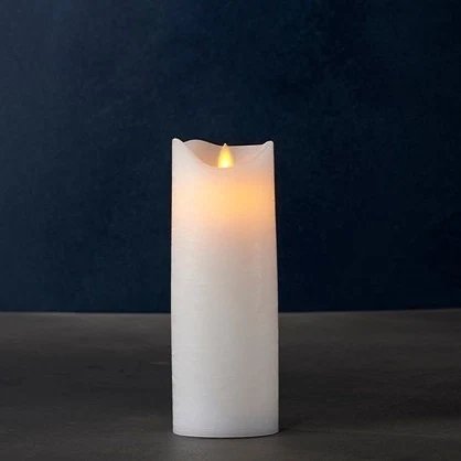 Ekskluzywna świeca LED z woskiem, 20 cm, biała