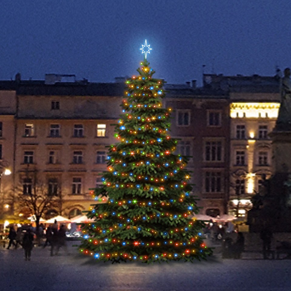 Zestaw oświetlenia LED dla choinek o wysokości 9-11 m, kolorowy